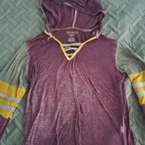 Purple Long Sleeve burnout with hood